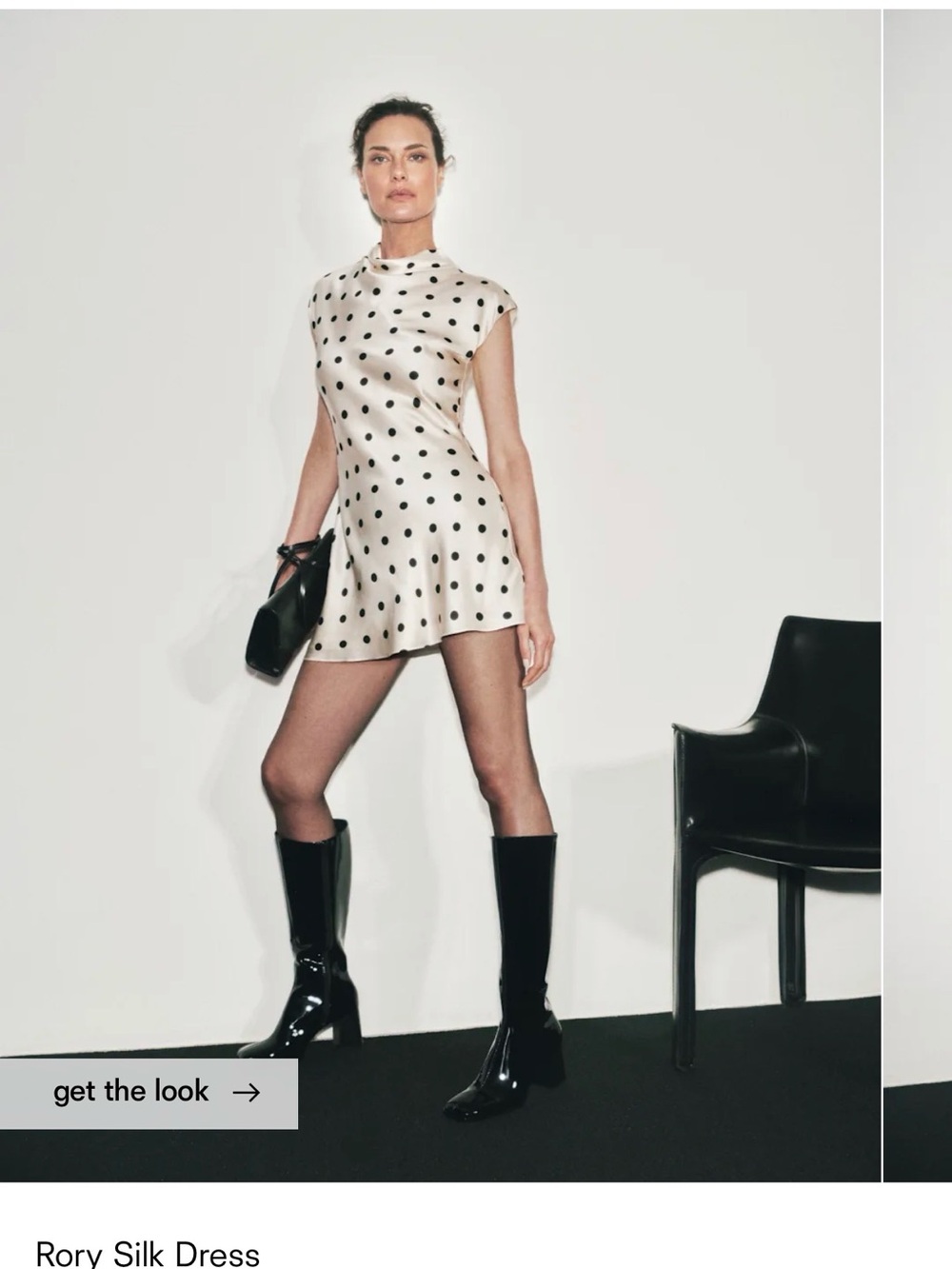 Reformation Cream Mini Dress with Black Polka Dots